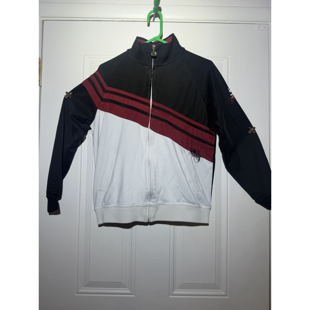 VTG Billabong Men's Track Jacket L Colorblock Black Red White Full-Zip Pockets